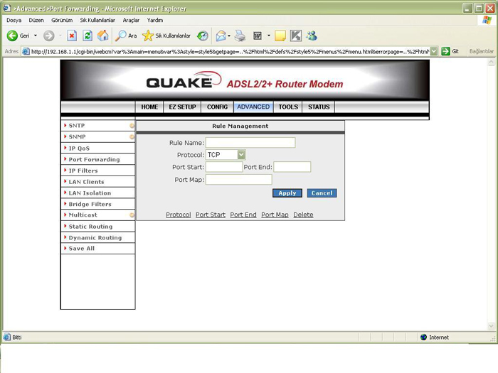 Quake ADSL Modem. End port