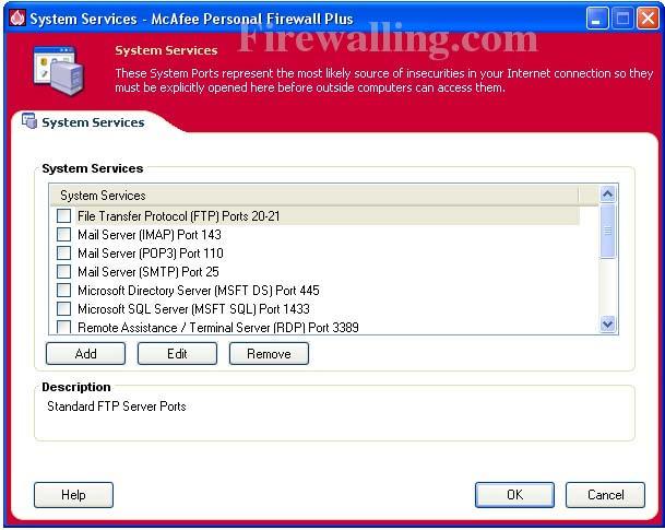mcafeev6.0firewallplus systemservices