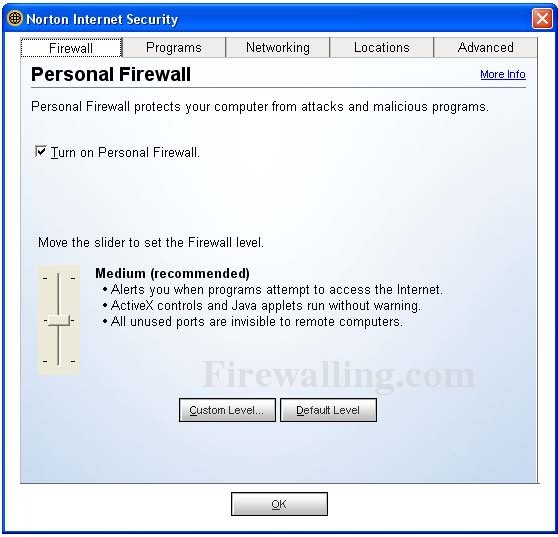 nortoninternetsecurity2005 firewall