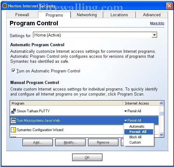 nortoninternetsecurity2005 permitall