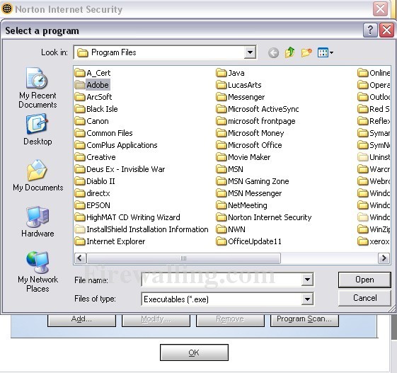 nortonpersonalfirewall addprogram1