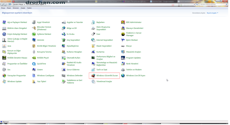 Windows 7 Güvenlik Duvarı Aç