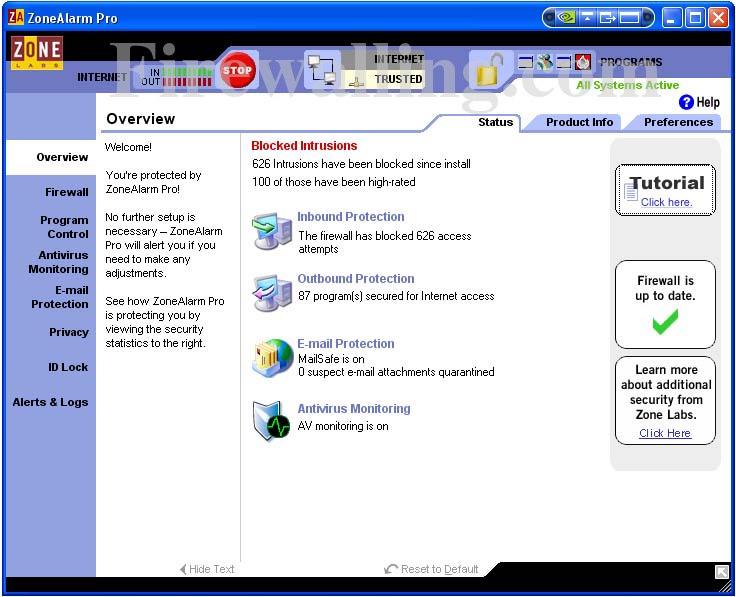 zonealarmpro mainmenu