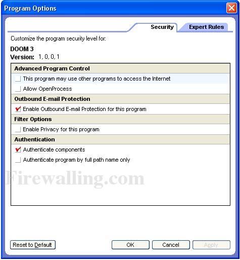 zonealarmpro programoptions