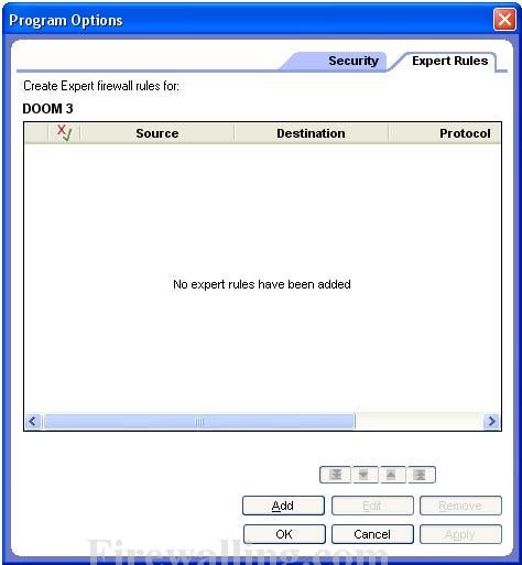 zonealarmpro programoptionsexpertrules