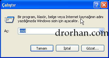 çalıştır ekranı