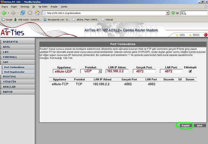 airties rt205 emule udp