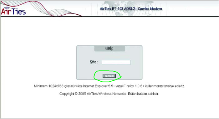 airties rt102 giris