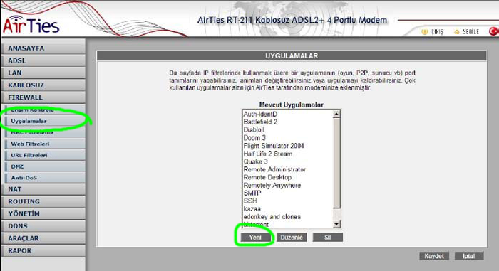 airties rt103 uygulamalar