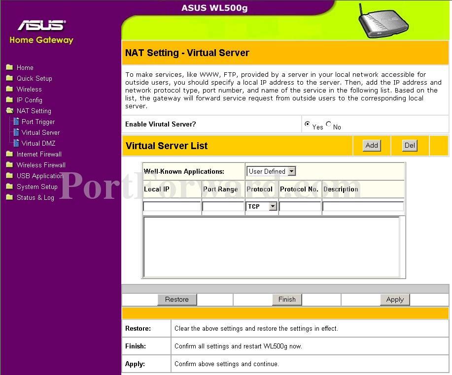 asus6020 wl 500g virtualserver 4