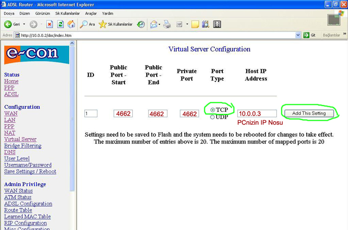 blaster8015u e con tcp