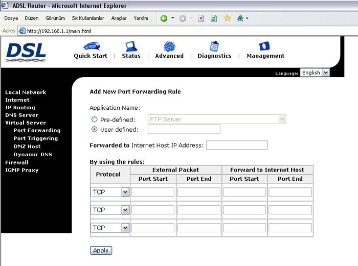 datron1320 portforwardrule