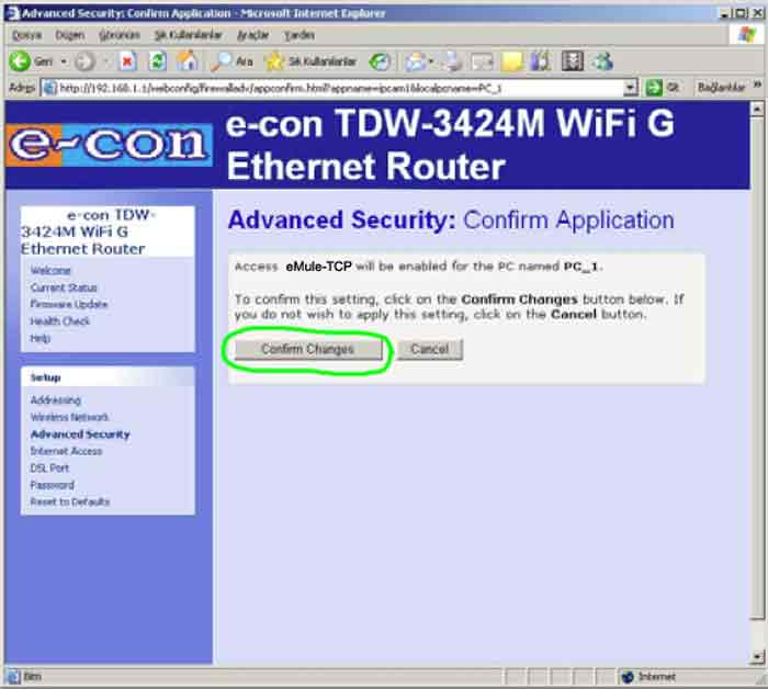 mc8000ue s4 confirm app tcp