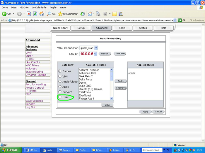 inca254 portforwarding