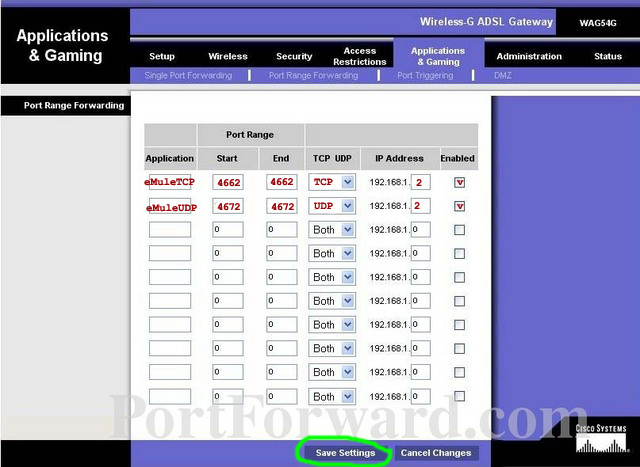 ag241 wag54g3 tcp udp