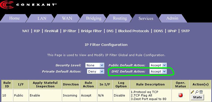 origodsr ti04 dmz default accept