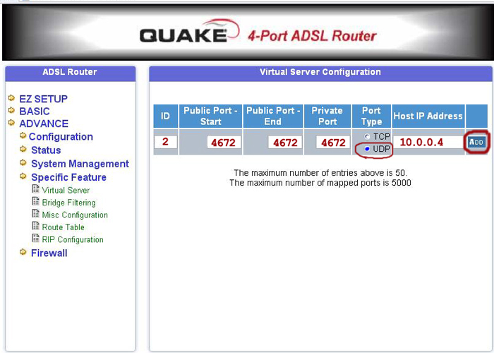 quakeadsl udp