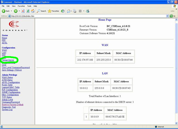 speedtouch580i 585i conexant homepage