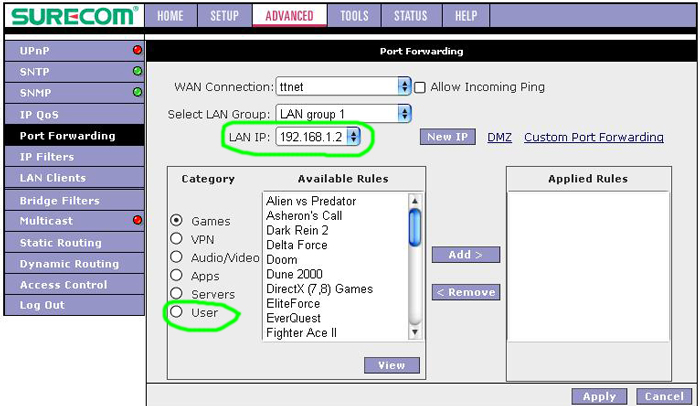 starcom port forwarding
