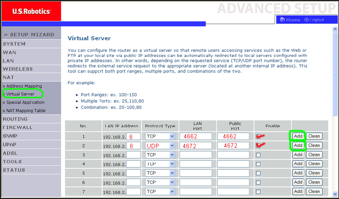 usr9107 9108 9110 virtualserver tcp udp