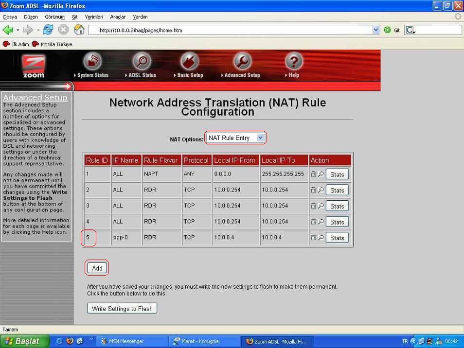 zoom 5554a nat options 0